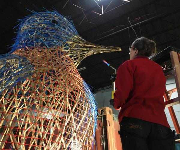 working on sculpture